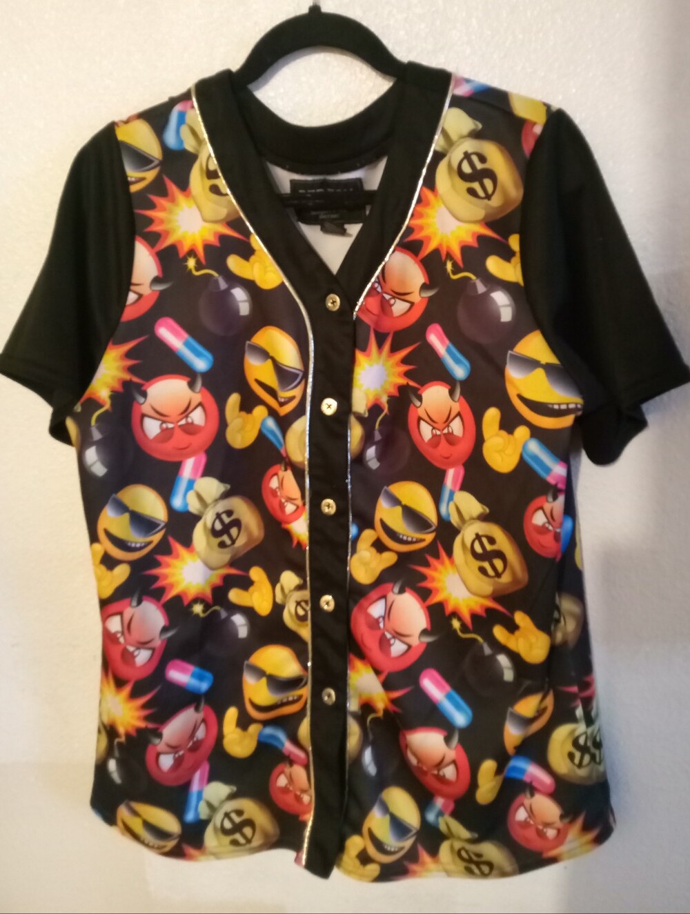 Red Fox Emoji Allover Print Baseball Jersey Shirt Size 2X